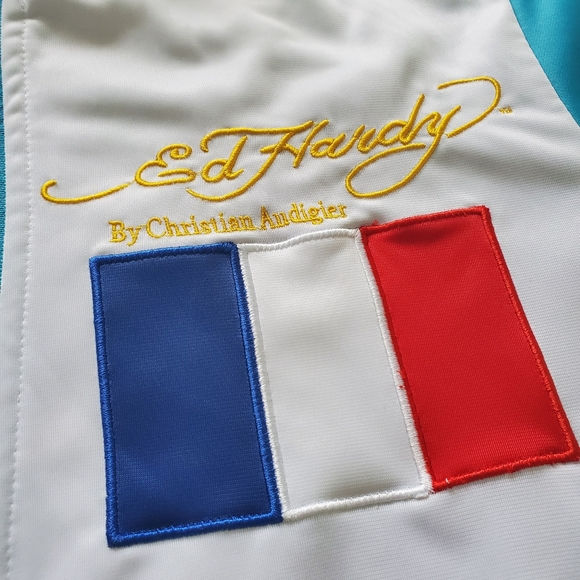 Ed hardy track coat france flag and skull medium - Picture 2 of 8